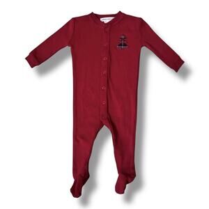 Pottery Barn Kids Baby Sleeper 3-6M Red My First Christmas One Piece Footed